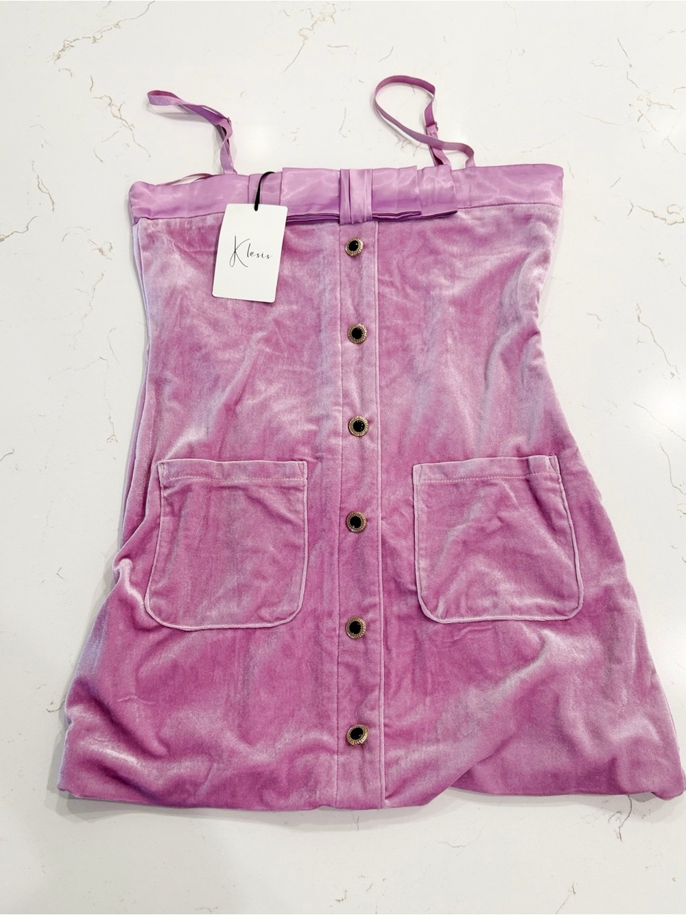 Klesis Pink Velvet Mini Dress 🎀 NWT Size Medium